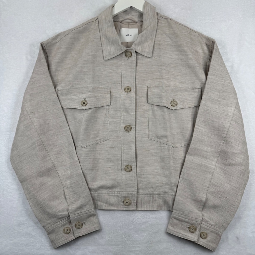 Gorgeous! Wilfred Aritzia Autumn Linen Jacket Natural Women XL NWT
